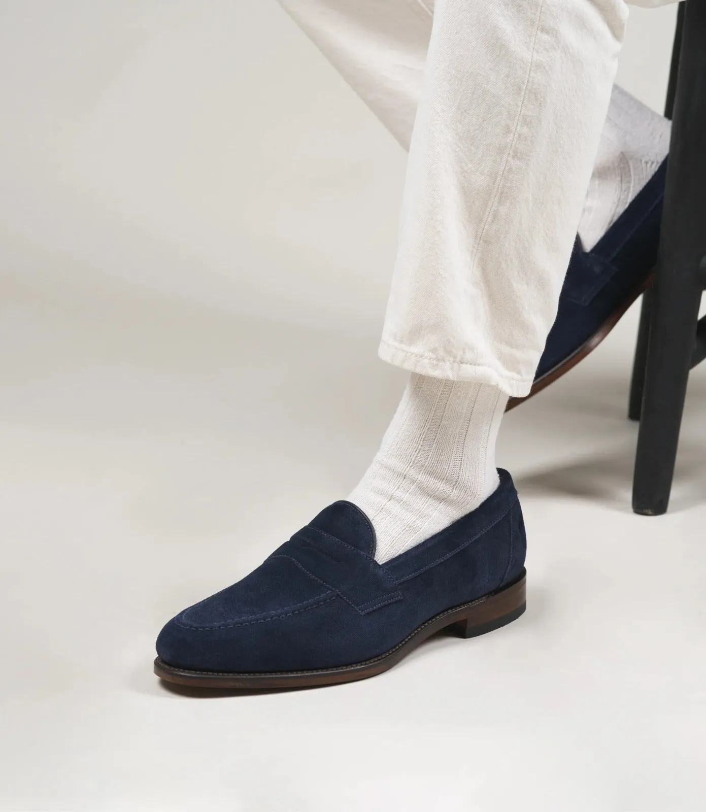 LOAKE Imperial Loafer  - Navy Suede - (F) fitting leather Sole