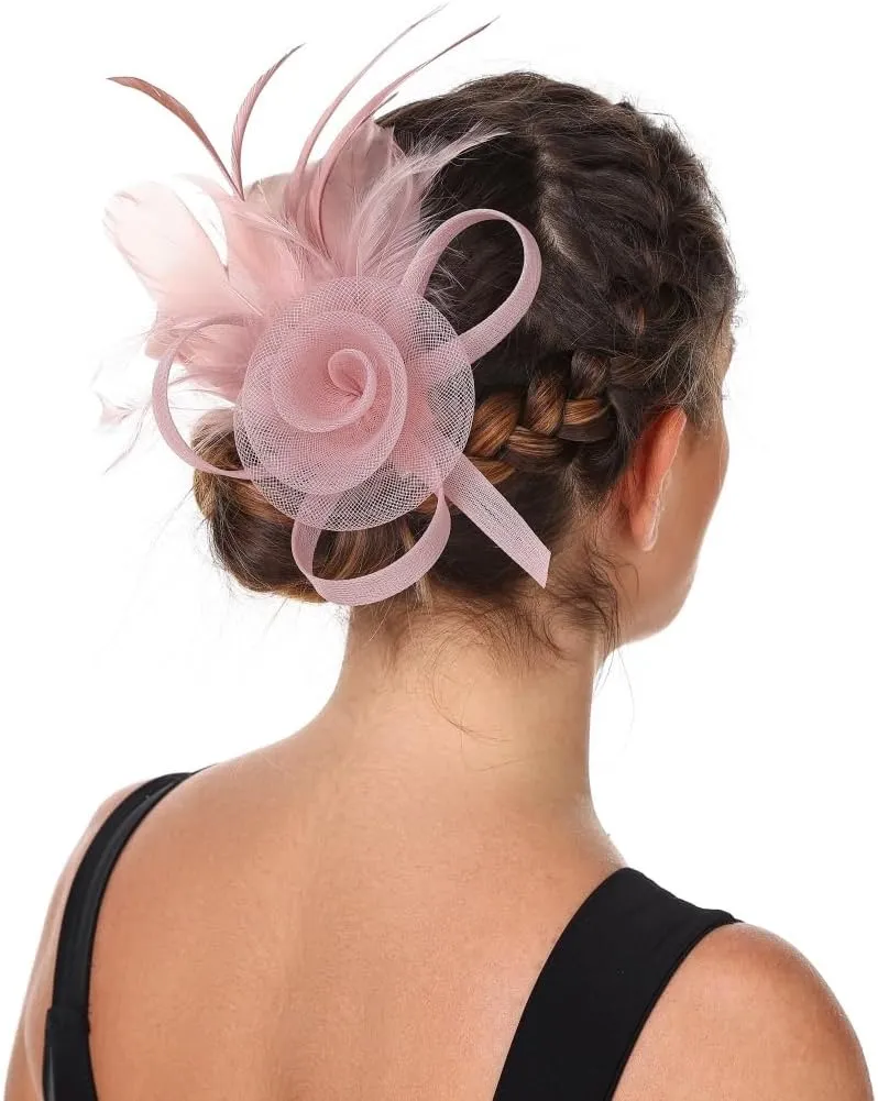 Lucky Leaf Girl Lady Hat Headwear Organza Church Feather Clip Fascinators Hat Wedding Party Cap for Women