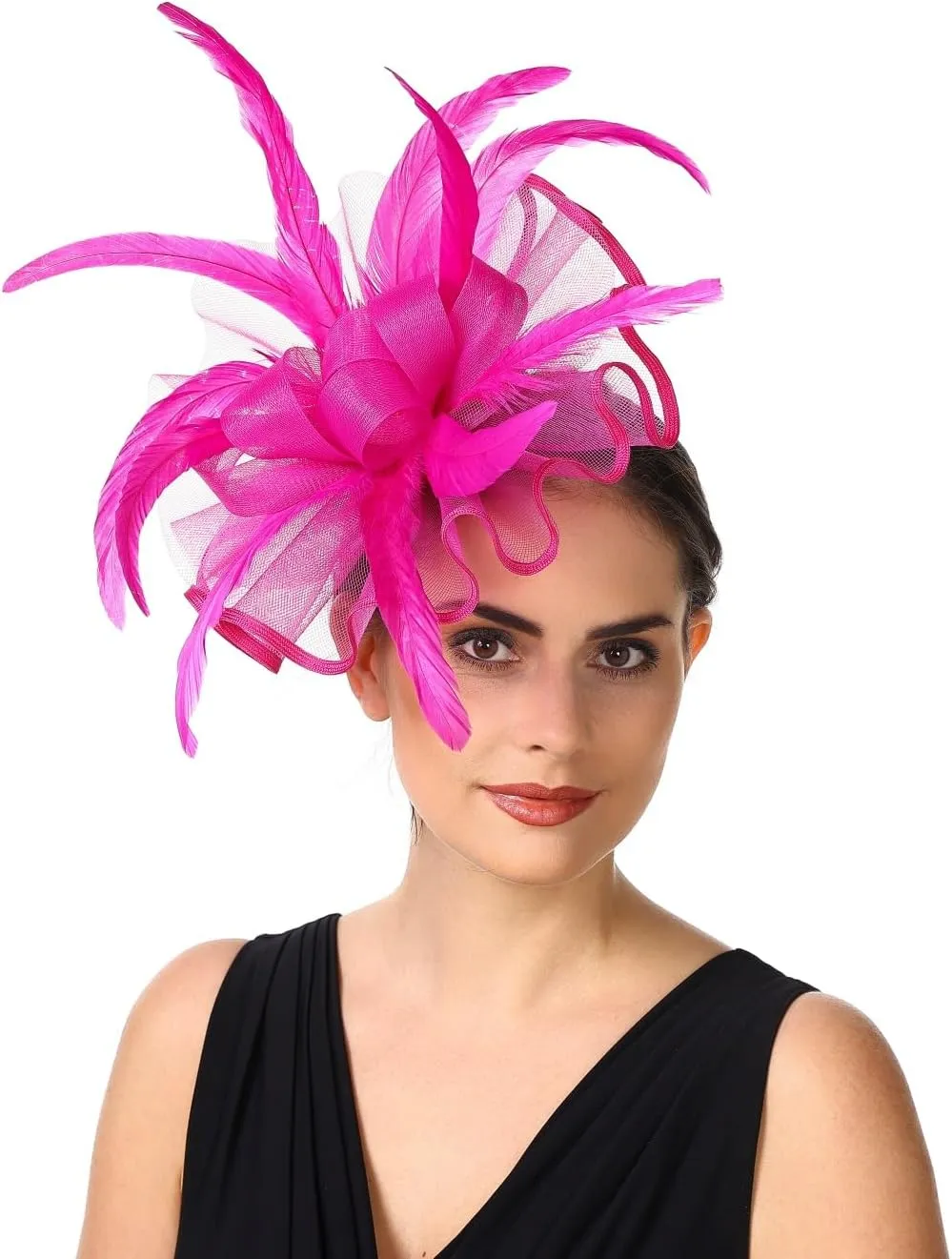 Lucky Leaf Girl Lady Hat Headwear Organza Church Feather Clip Fascinators Hat Wedding Party Cap for Women