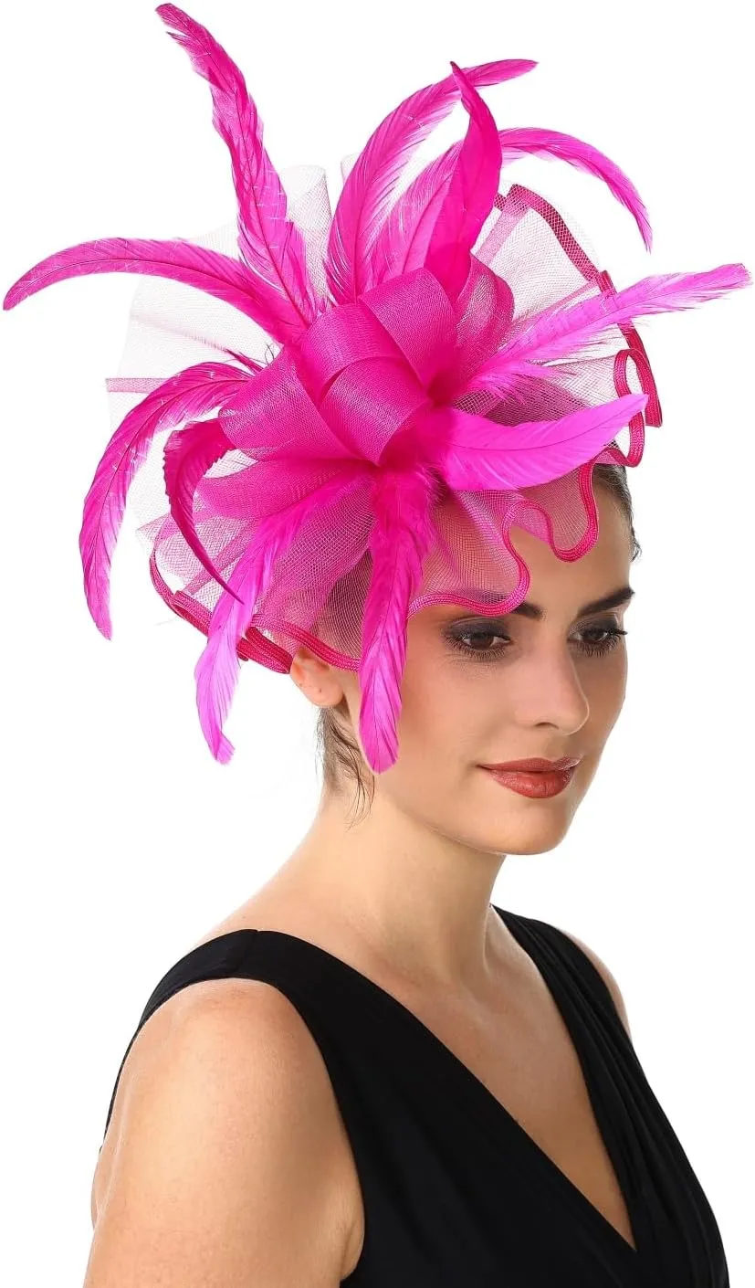 Lucky Leaf Girl Lady Hat Headwear Organza Church Feather Clip Fascinators Hat Wedding Party Cap for Women