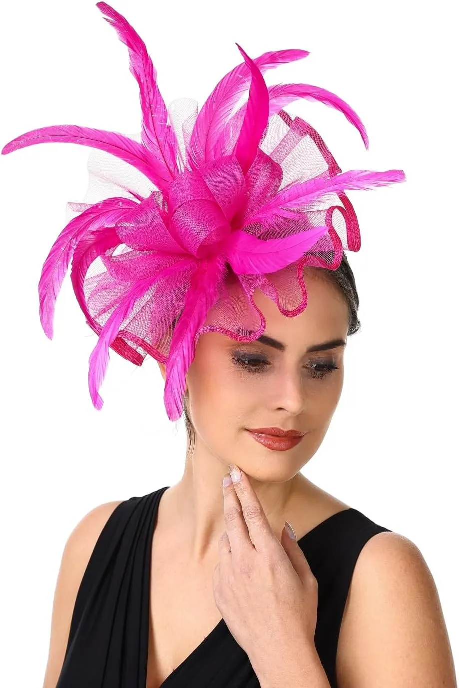 Lucky Leaf Girl Lady Hat Headwear Organza Church Feather Clip Fascinators Hat Wedding Party Cap for Women