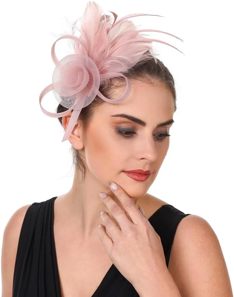 Lucky Leaf Girl Lady Hat Headwear Organza Church Feather Clip Fascinators Hat Wedding Party Cap for Women