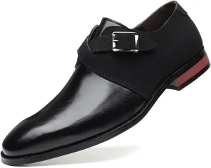 Men's Cap Toe Monk Strap Loafer Slip-on Business Casual Shoes