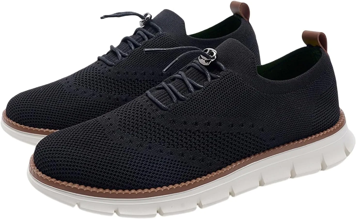 Mens Dress Shoes Work Shoes Wide Width Non Slip Casual Dress Lightweight Breathable Basic Relaxed Shoe Business Workout Walking Running Outdoor Sneakers Mesh Knit Lace-Up Soft Loafers Oxfords