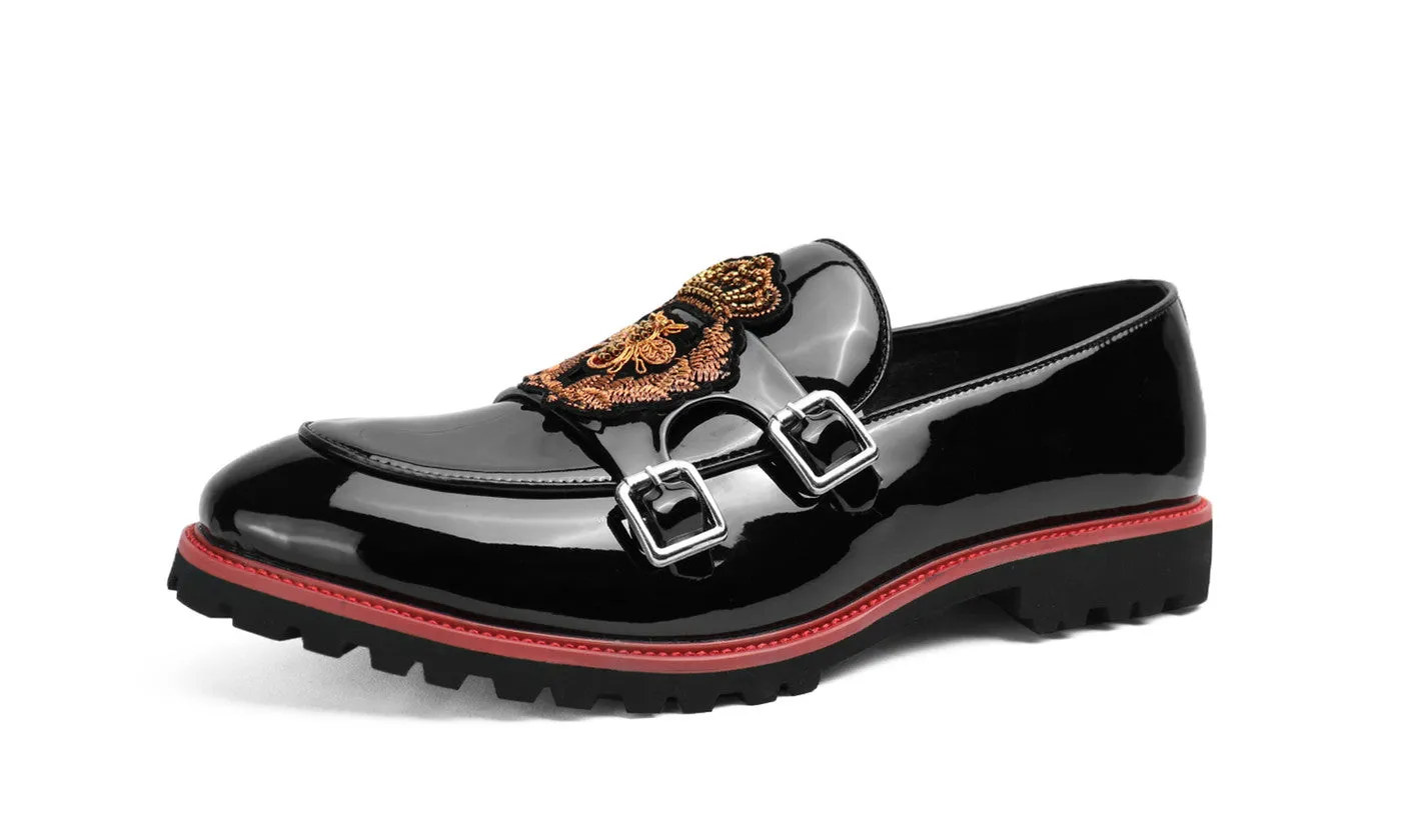 Men's Embroidery Lug Sole Loafers