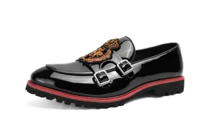 Men's Embroidery Lug Sole Loafers