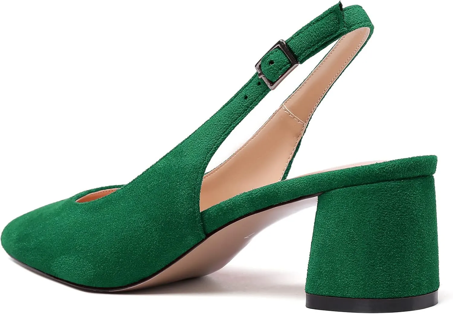 Mettesally Women's Block Slingback Heels Pumps Ankle Strap Round Closed Toe Chunky Heels Wedding Office Dress Shoes