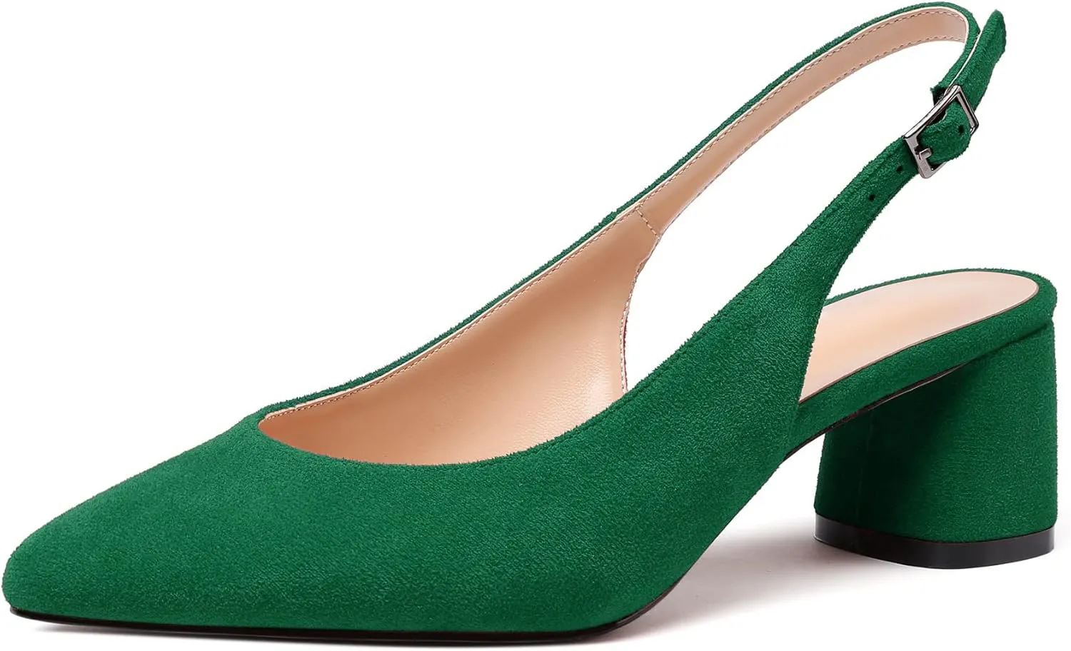 Mettesally Women's Block Slingback Heels Pumps Ankle Strap Round Closed Toe Chunky Heels Wedding Office Dress Shoes