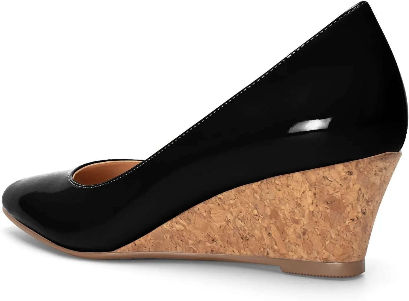 Mettesally Women's Classic Wedge Heel Pumps Pointed Toe Slip On Mid Heels Comfortable Wedding Office Dress Shoes