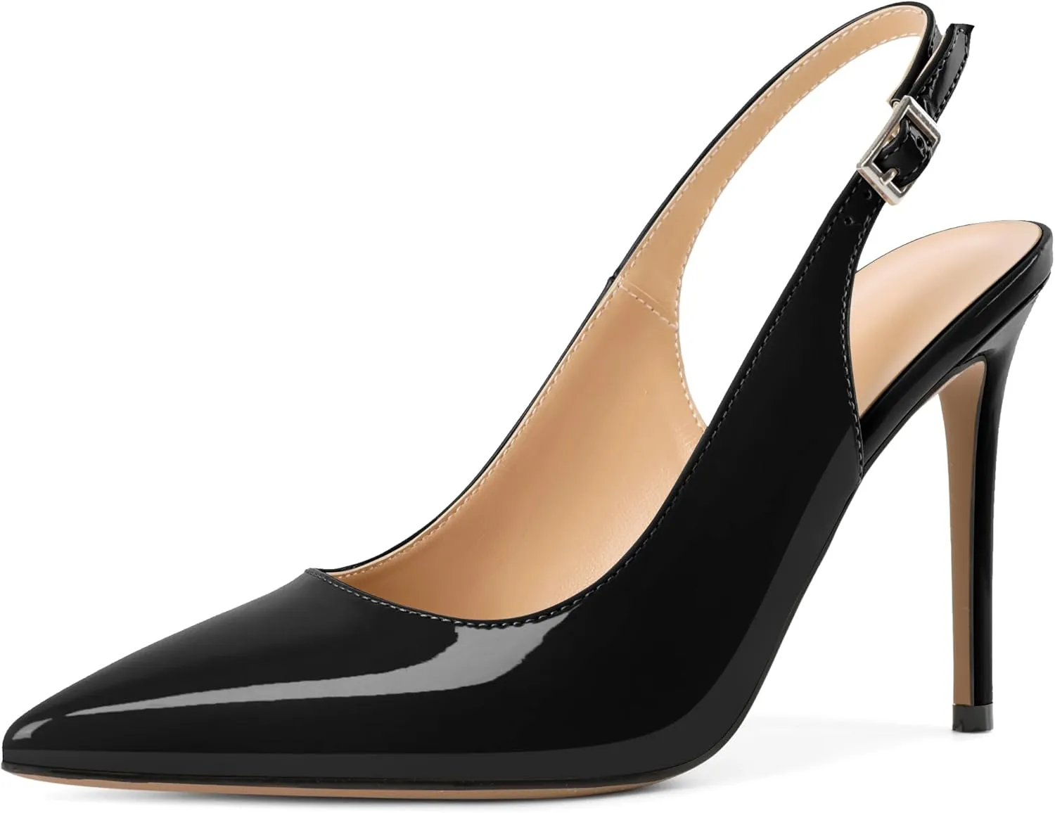 Mettesally Women's Slingback High Heels Pointed Toe Pumps Stiletto Heel Ankle Strap Party Office Dress Shoes