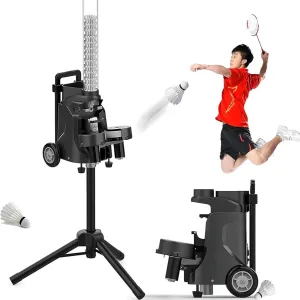 Mini Portable Badminton Launcher. Badminton Practice Machine. Smart Shuttlecock Feeder, 52 Ball Capacity, Smart App Control, Support Variable Speed Deep and Shallow Ball