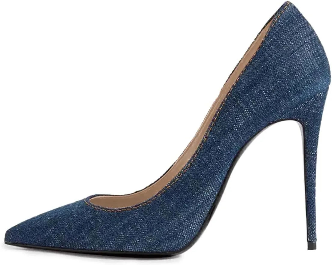 miss left Women Trendy Fashion Closed Pointed Toe Sky High Heel Pumps Slip On Stiletto Heels Shoes for Daily Casually Wear Size 4-16 US
