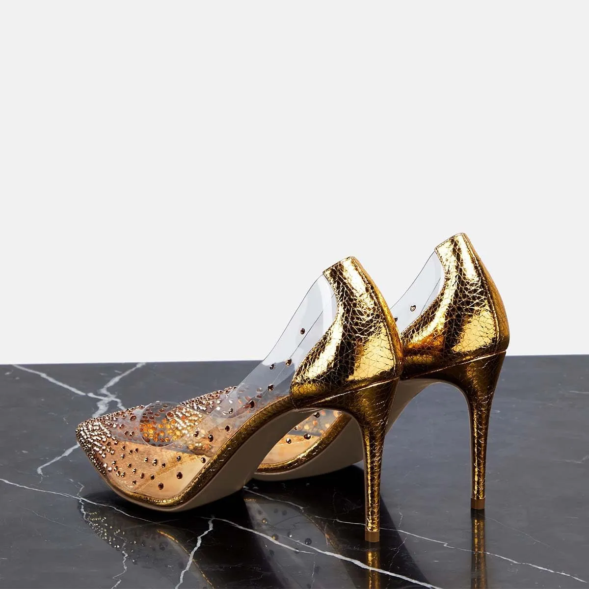 miss left Womens Closed Pointy Toe Stiletto Heel Pumps Mid High Heeled Slip On Rhinestones Shoes for Daily Party Ballroom Size 4-16 US