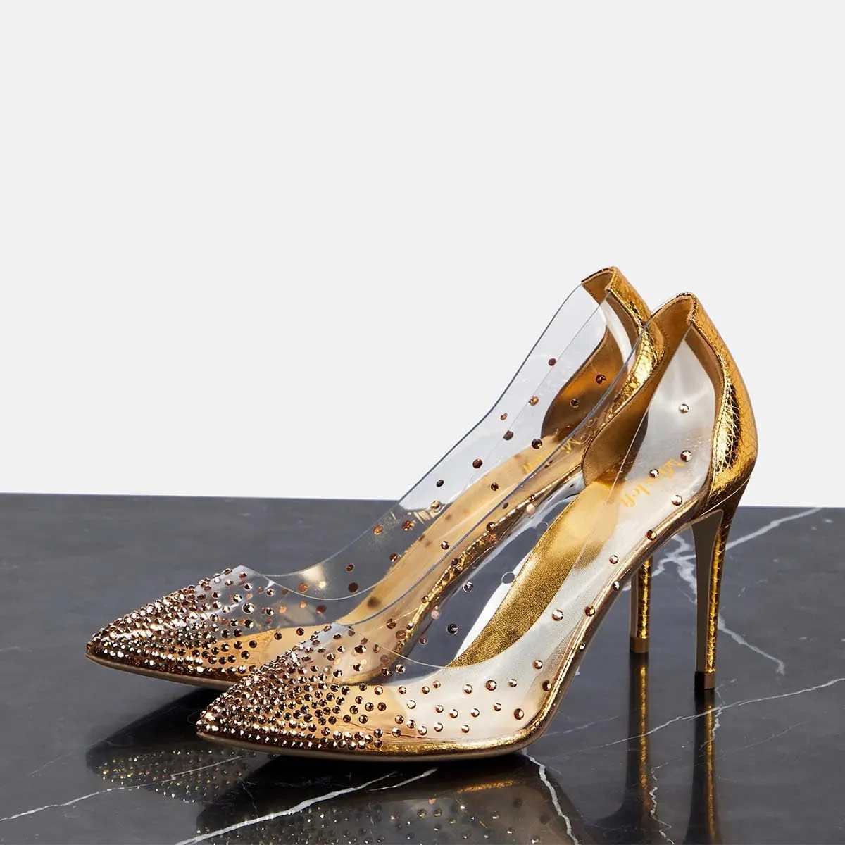 miss left Womens Closed Pointy Toe Stiletto Heel Pumps Mid High Heeled Slip On Rhinestones Shoes for Daily Party Ballroom Size 4-16 US