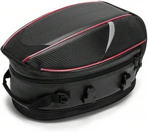 Motorcycle Tail Bag for Honda FourTrax Rancher 2009-2023, Large Capacity Water-Resistant Wear-Resistant Motorcycle Helmet Bag, Expandable Rear Seat Storage Luggage Backpack,A Red Black