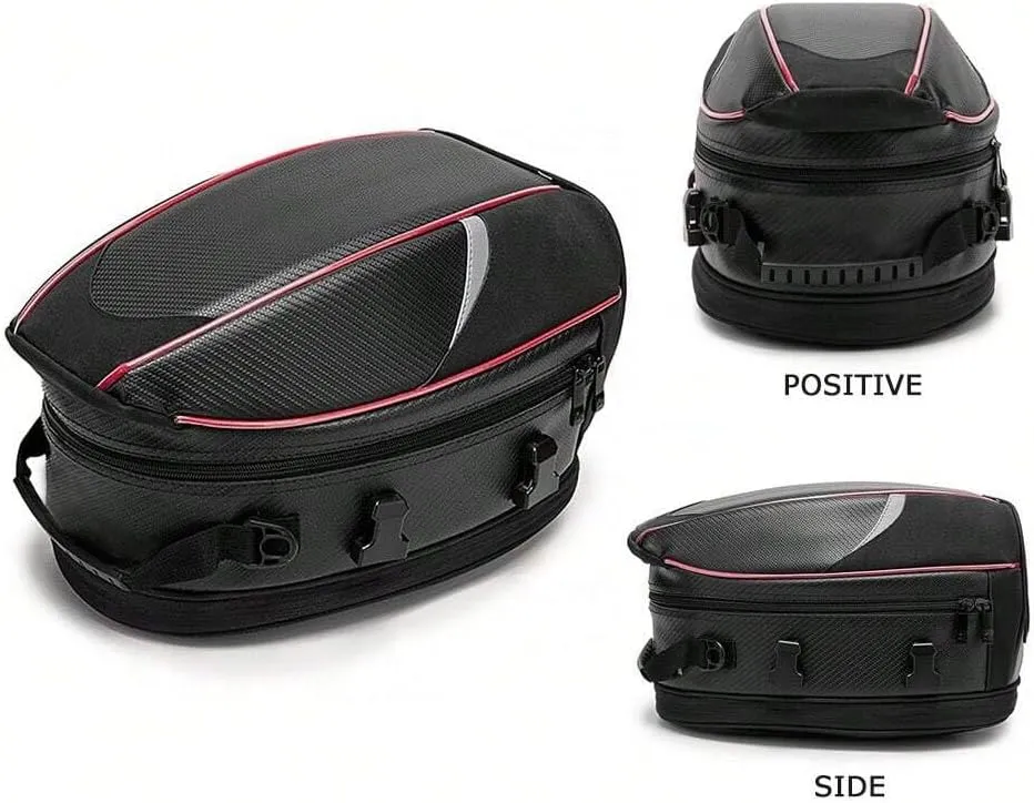 Motorcycle Tail Bag for Honda FourTrax Rancher 2009-2023, Large Capacity Water-Resistant Wear-Resistant Motorcycle Helmet Bag, Expandable Rear Seat Storage Luggage Backpack,A Red Black