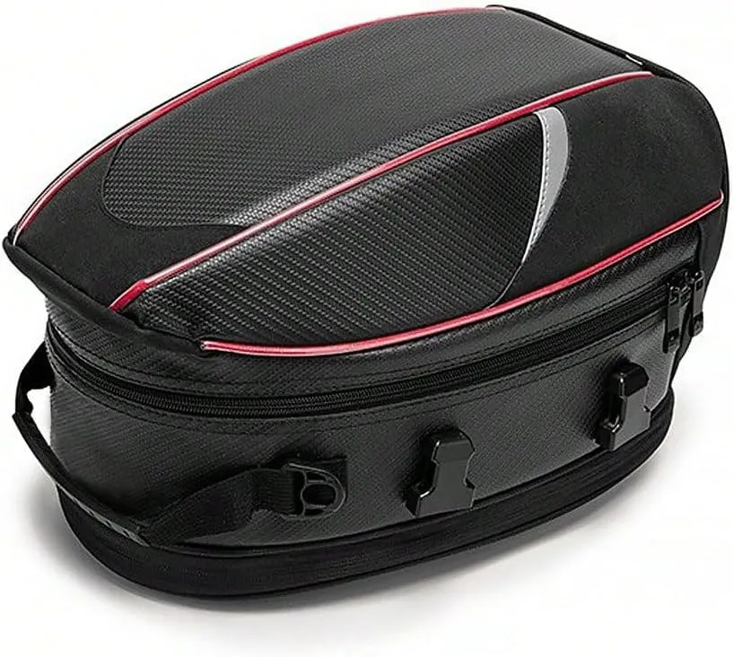 Motorcycle Tail Bag for Triumph Sprint GT 2011-2016, Large Capacity Water-Resistant Wear-Resistant Motorcycle Helmet Bag, Expandable Rear Seat Storage Luggage Backpack,A Red Black