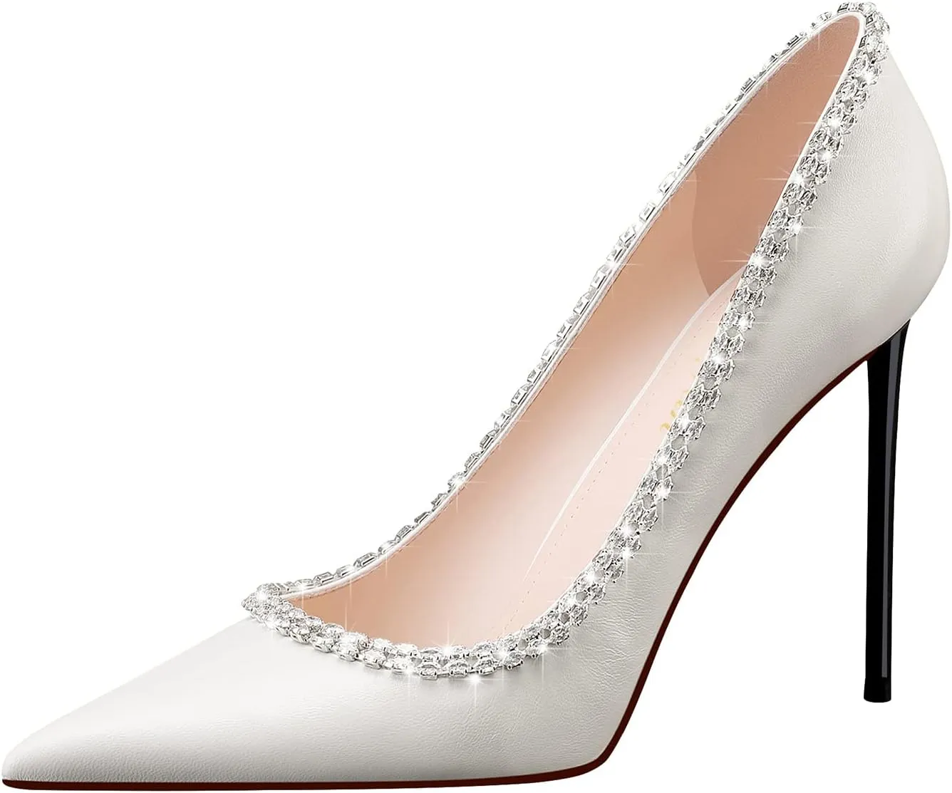 MSONLYDN High Heels Women Comfortable Stiletto Pumps Heel Leather Pumps Dress Women Pump Heels Women D'Orsay Heels 4 inch
