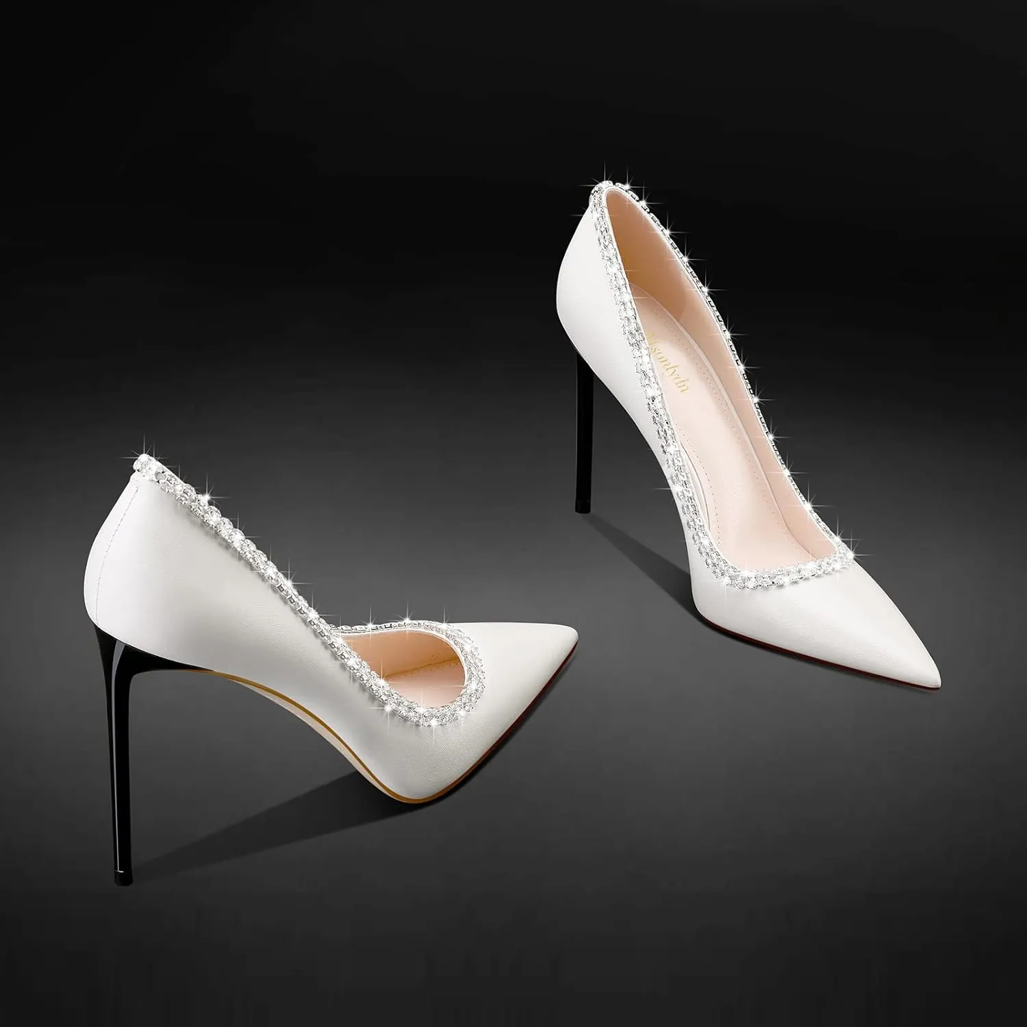 MSONLYDN High Heels Women Comfortable Stiletto Pumps Heel Leather Pumps Dress Women Pump Heels Women D'Orsay Heels 4 inch