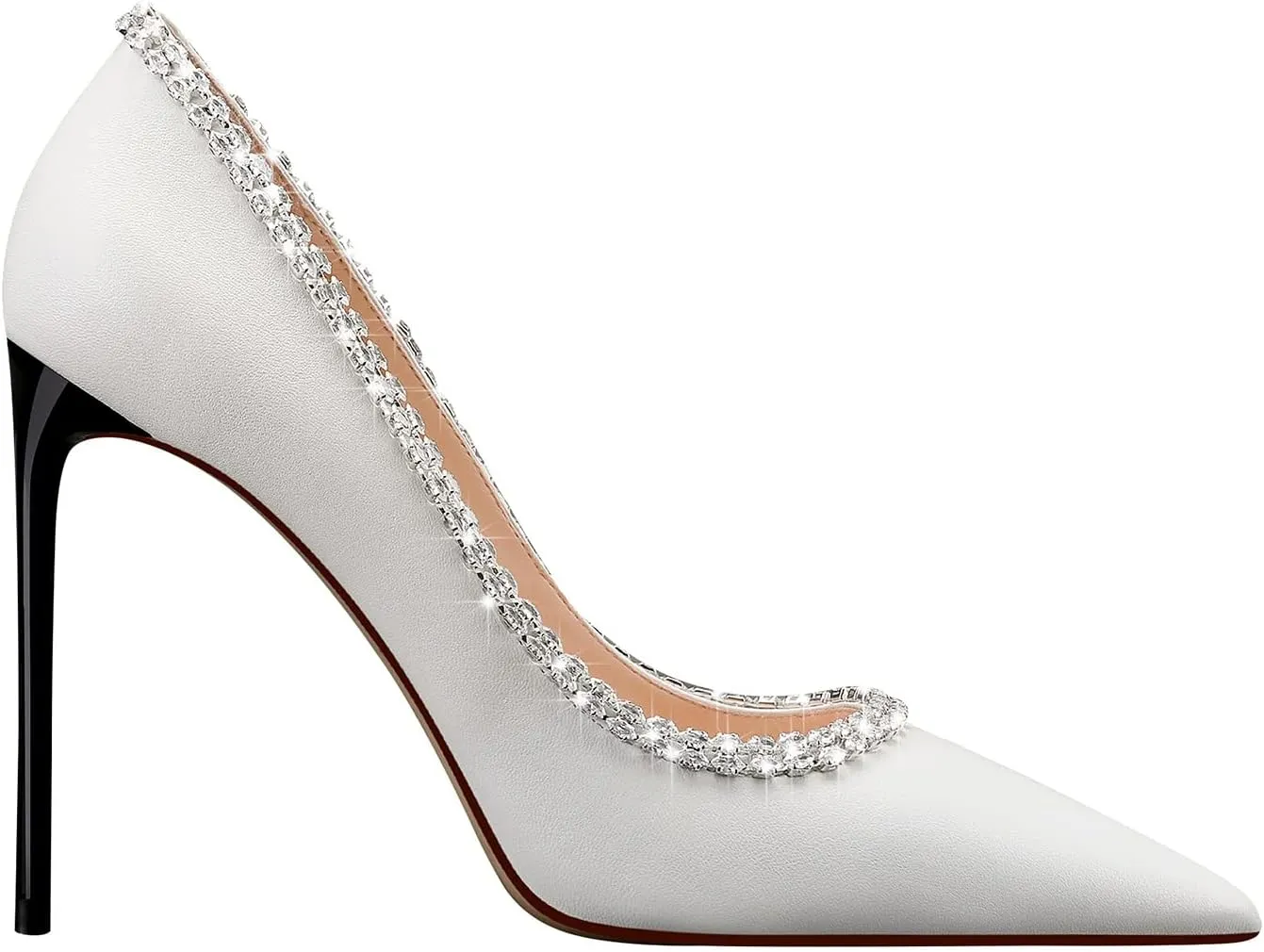 MSONLYDN High Heels Women Comfortable Stiletto Pumps Heel Leather Pumps Dress Women Pump Heels Women D'Orsay Heels 4 inch