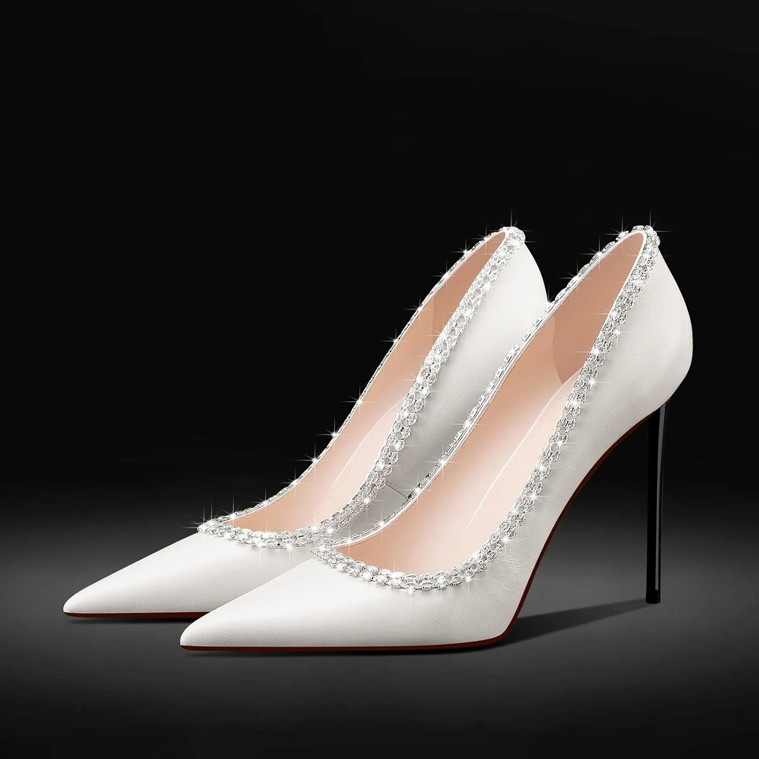 MSONLYDN High Heels Women Comfortable Stiletto Pumps Heel Leather Pumps Dress Women Pump Heels Women D'Orsay Heels 4 inch