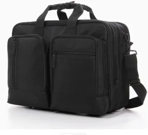 Multi-pocket Laptop Briefcase, Oxford cloth, Versatile Mens Work Bag, Waterproof Messenger Crossbody Bag with shoulder belt, for Travel Office Business College, 16.9in