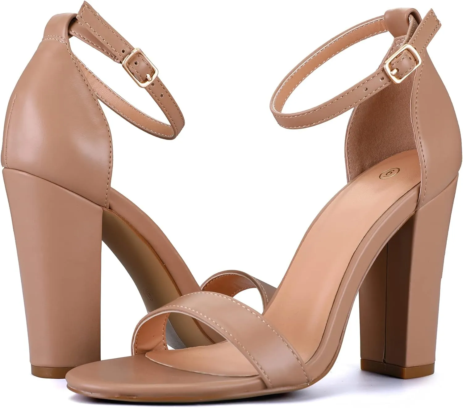 mysoft Women's Chunky Block High Heels Open Toe Ankle Strap Pump Sandals