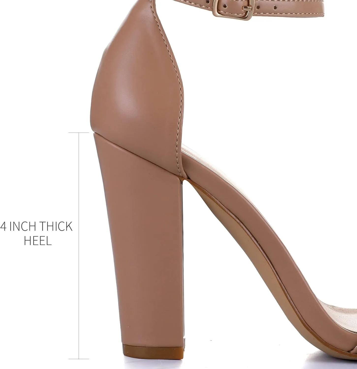 mysoft Women's Chunky Block High Heels Open Toe Ankle Strap Pump Sandals