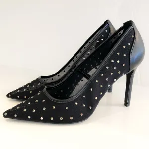 Neroli Black Rhinestone Mesh Pump