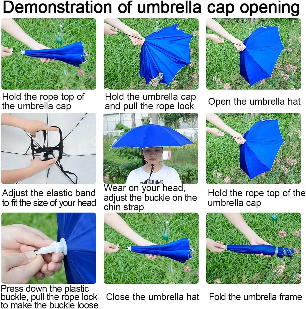 NEW-Vi Umbrella Hat Adult and Kids Folding Cap for Beach Fishing Golf Party Headwear