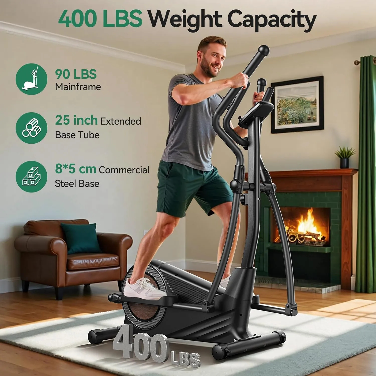 Niceday Elliptical Exercise Machine, Elliptical Machine for Home, Magnetic Elliptical Trainer with 15.5IN-19IN Stride, 16 Resistance Levels, 400LBS Loading Capacity, Support Kinomap APP