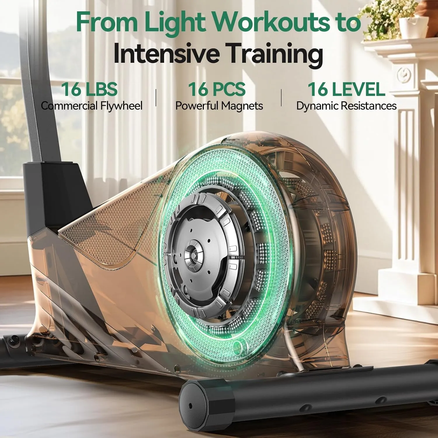 Niceday Elliptical Exercise Machine, Elliptical Machine for Home, Magnetic Elliptical Trainer with 15.5IN-19IN Stride, 16 Resistance Levels, 400LBS Loading Capacity, Support Kinomap APP