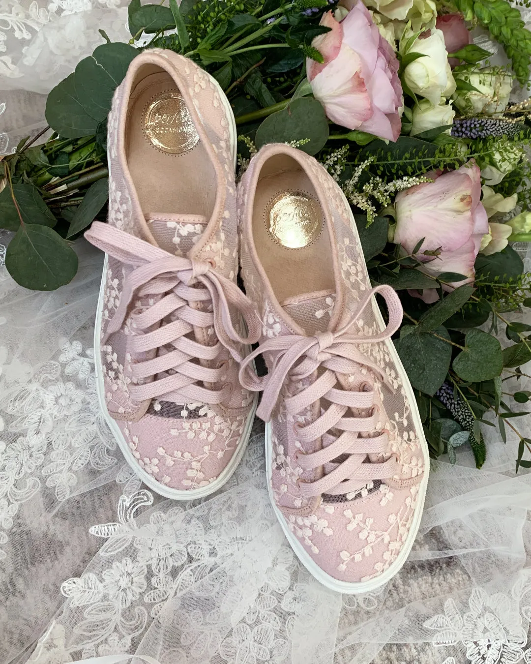 Oakley blush lace bridal trainers SIZES 36/37 ONLY