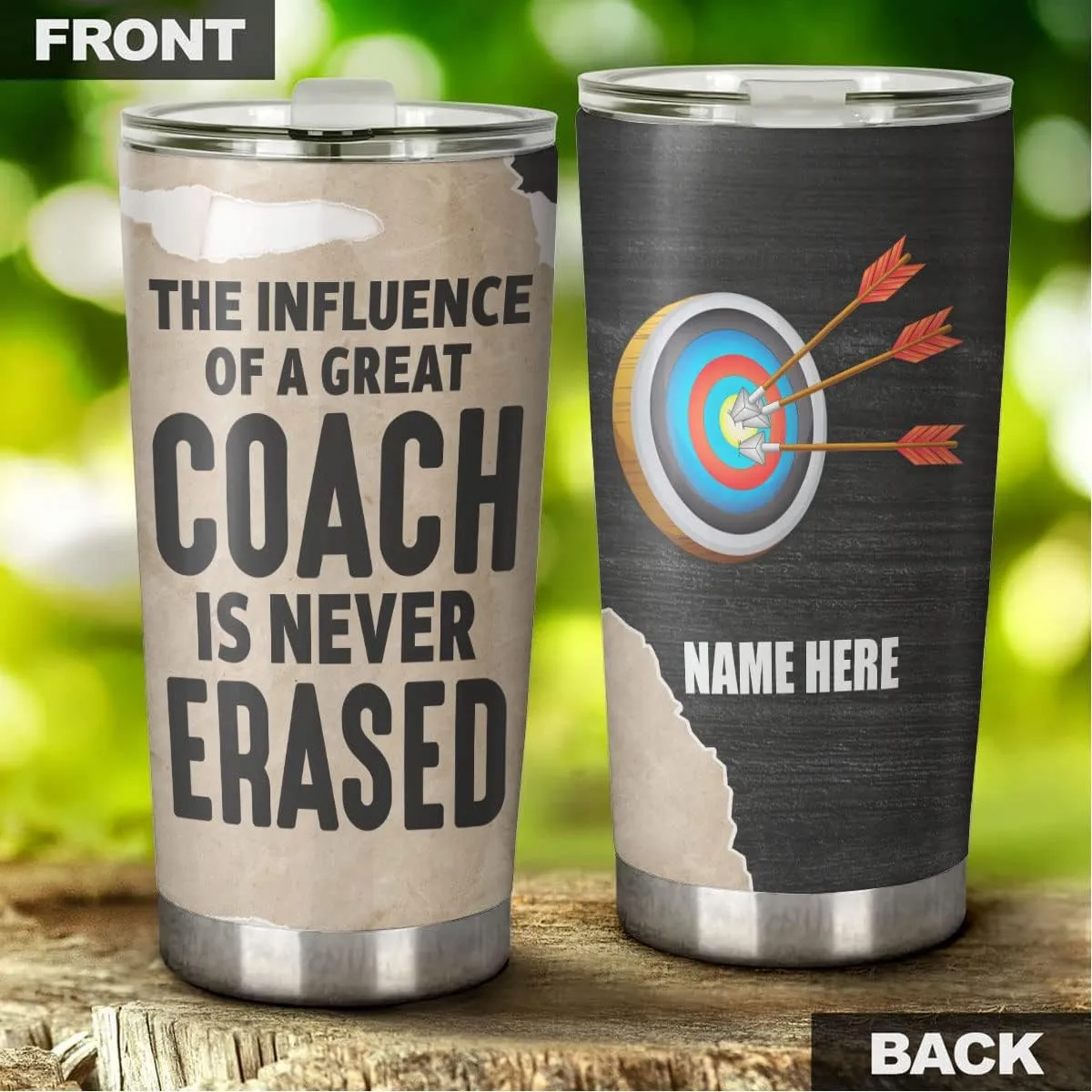 Personalized Archery Appreciation Tumbler The Influence Of A Great Trainer Is Never Erased Tumblers 20oz Insulated Stainless Steel For Sport Player Birthday Christmas