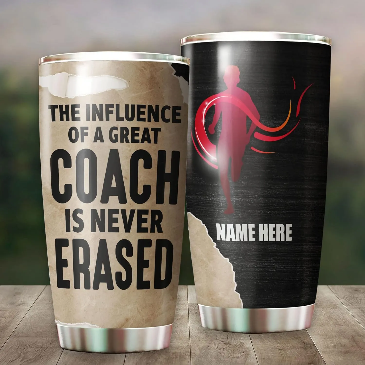 Personalized Athletics Appreciation Tumbler The Influence Of A Great Trainer Is Never Erased Tumblers 20oz Insulated Stainless Steel For Sport Player Birthday Christmas