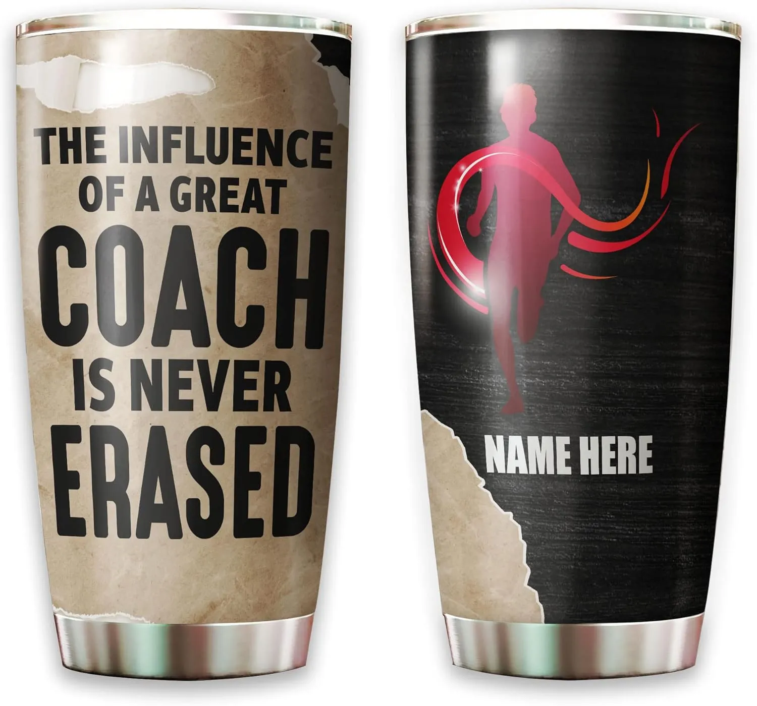 Personalized Athletics Appreciation Tumbler The Influence Of A Great Trainer Is Never Erased Tumblers 20oz Insulated Stainless Steel For Sport Player Birthday Christmas