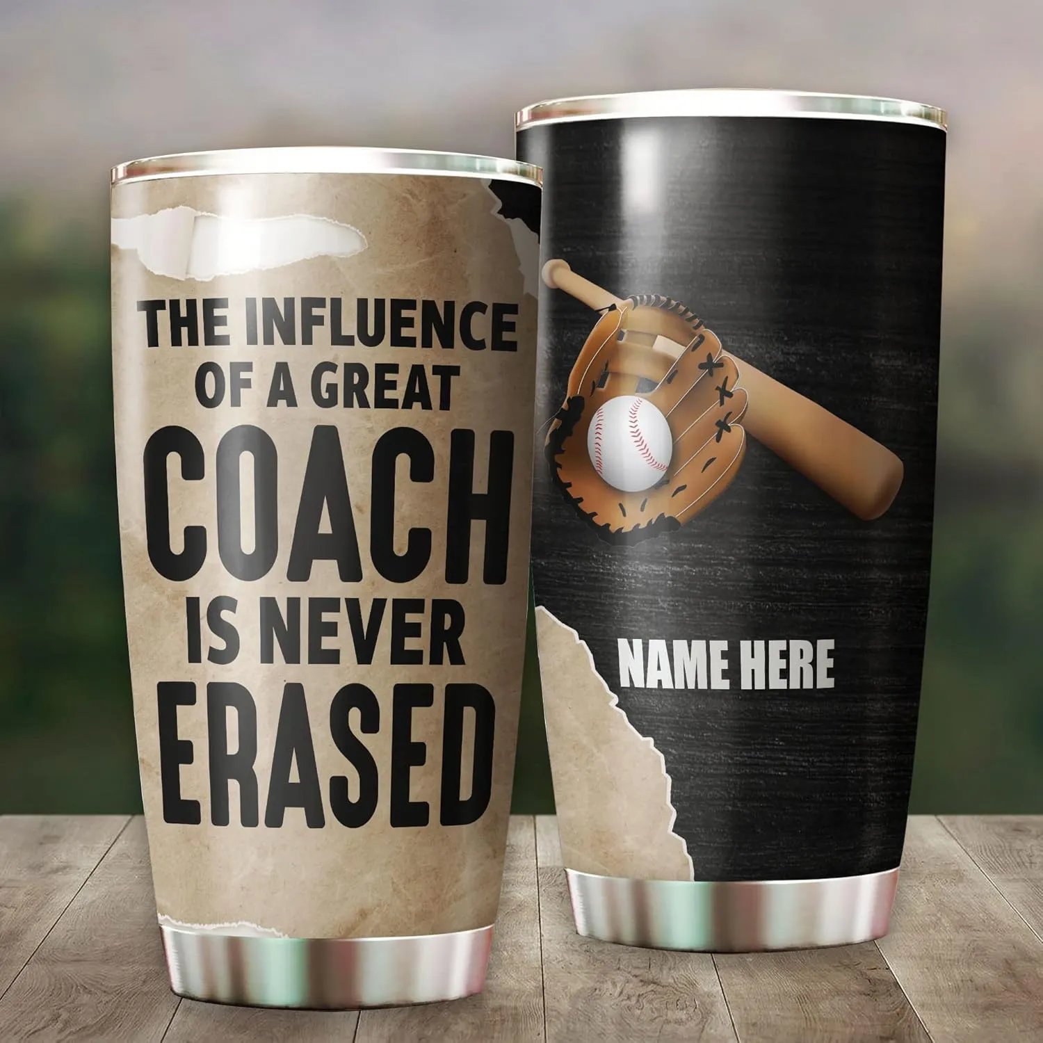 Personalized Baseball Appreciation Tumbler The Influence Of A Great Trainer Is Never Erased Tumblers 20oz Insulated Stainless Steel For Sport Player Birthday Christmas