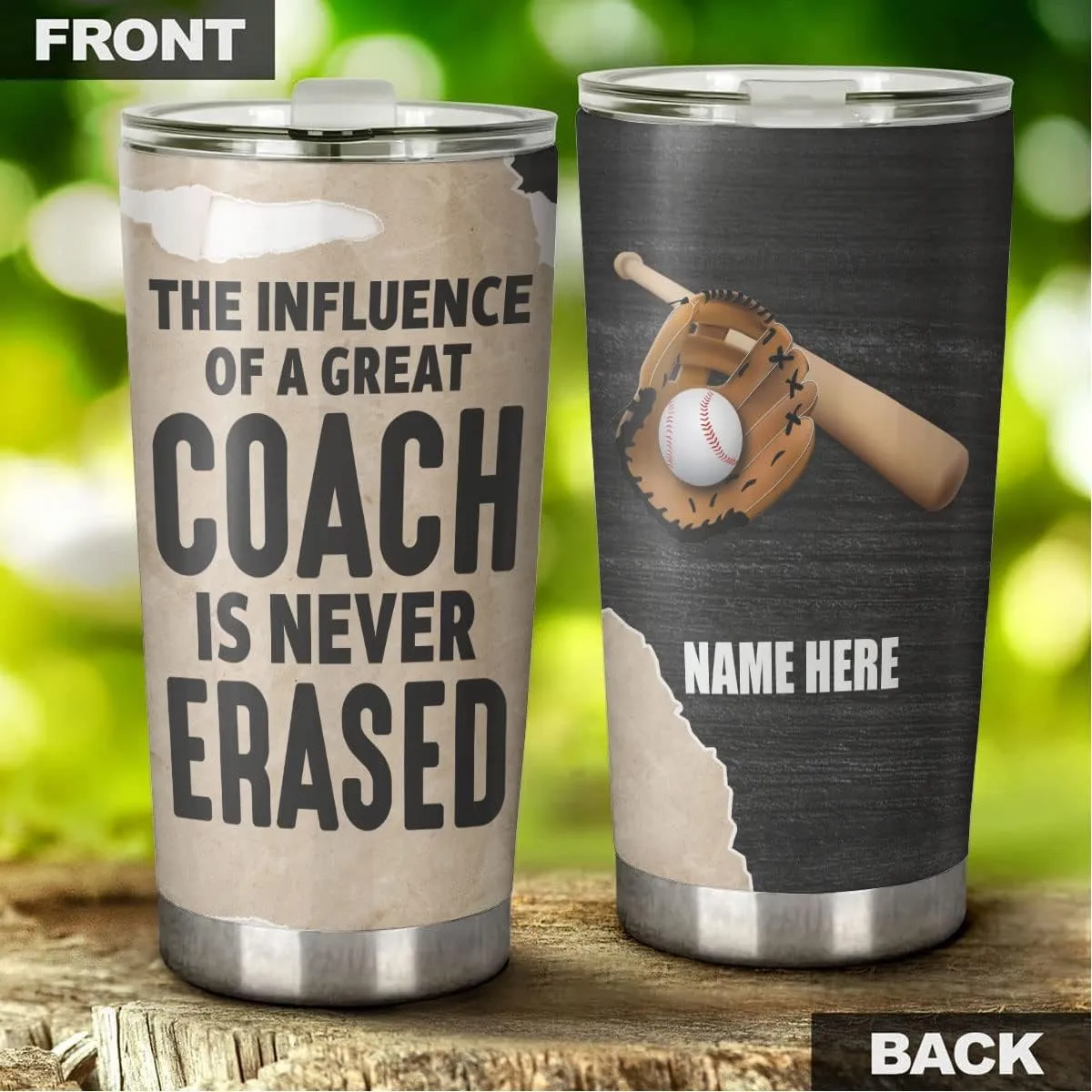 Personalized Baseball Appreciation Tumbler The Influence Of A Great Trainer Is Never Erased Tumblers 20oz Insulated Stainless Steel For Sport Player Birthday Christmas
