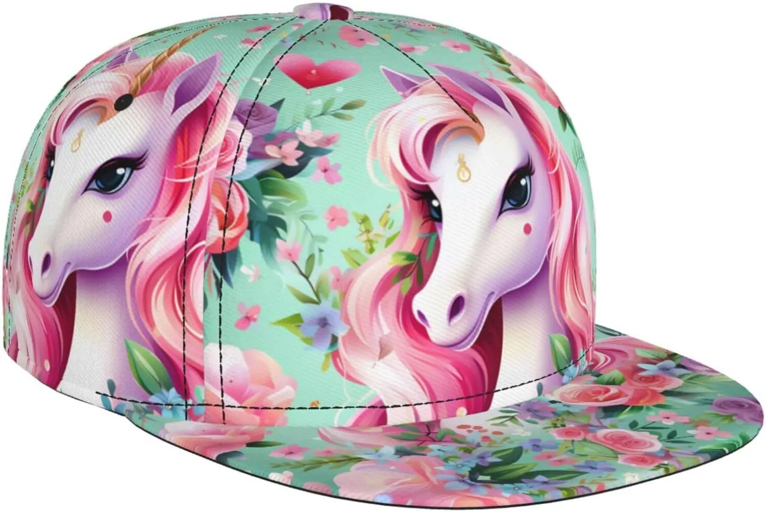 Pink Unicorn Outdoor Sports Baseball Cap, Daily Sports Adjustable Fashionable Flat Brim hat, Unisex Four-Season Outdoor Sports Cap,