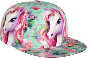 Pink Unicorn Outdoor Sports Baseball Cap, Daily Sports Adjustable Fashionable Flat Brim hat, Unisex Four-Season Outdoor Sports Cap,