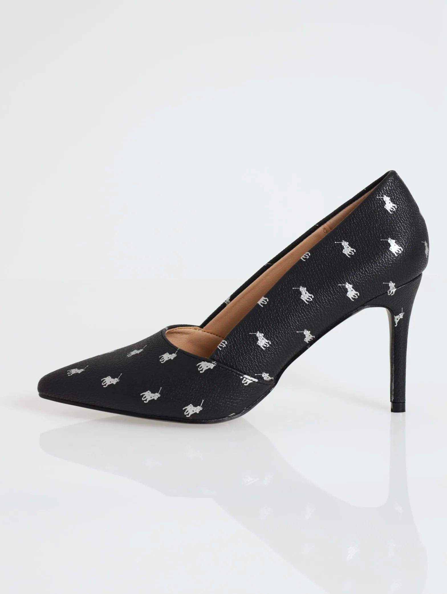 Pointed Toe Monogram Pump - Black