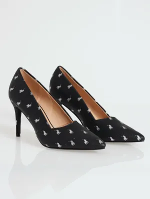 Pointed Toe Monogram Pump - Black