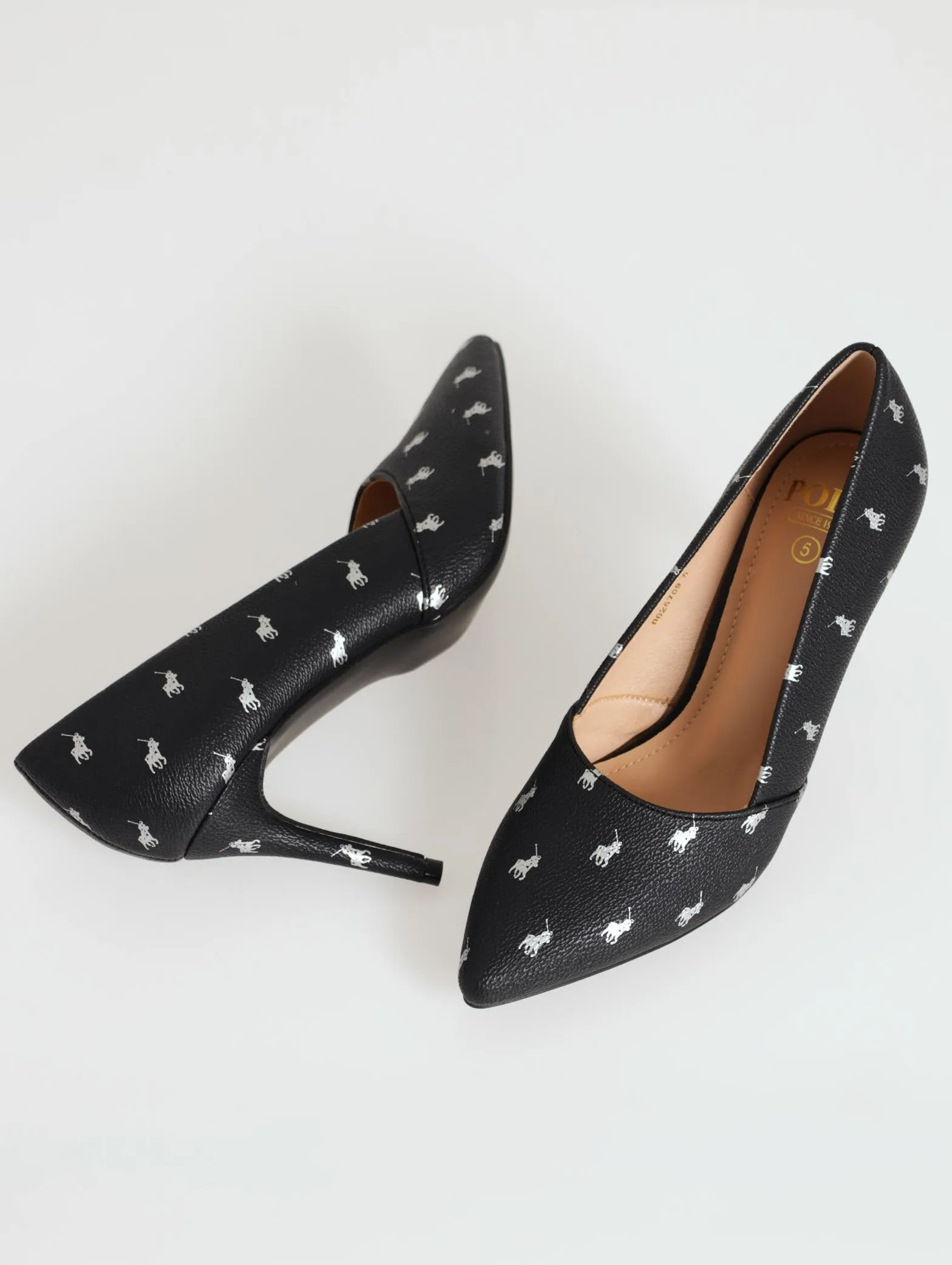 Pointed Toe Monogram Pump - Black
