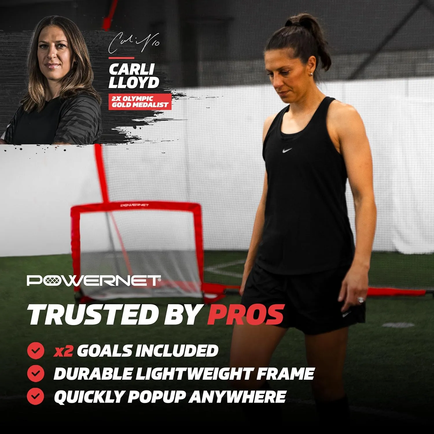 Powernet Soccer Goal, Set of 2 Pop Up Goals for Backyard, Kids Outdoor Indoor Soccer Net, Portable Training Equipment, Collapsible Mini Goalie Net (3 Sizes)