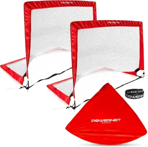 Powernet Soccer Goal, Set of 2 Pop Up Goals for Backyard, Kids Outdoor Indoor Soccer Net, Portable Training Equipment, Collapsible Mini Goalie Net (3 Sizes)