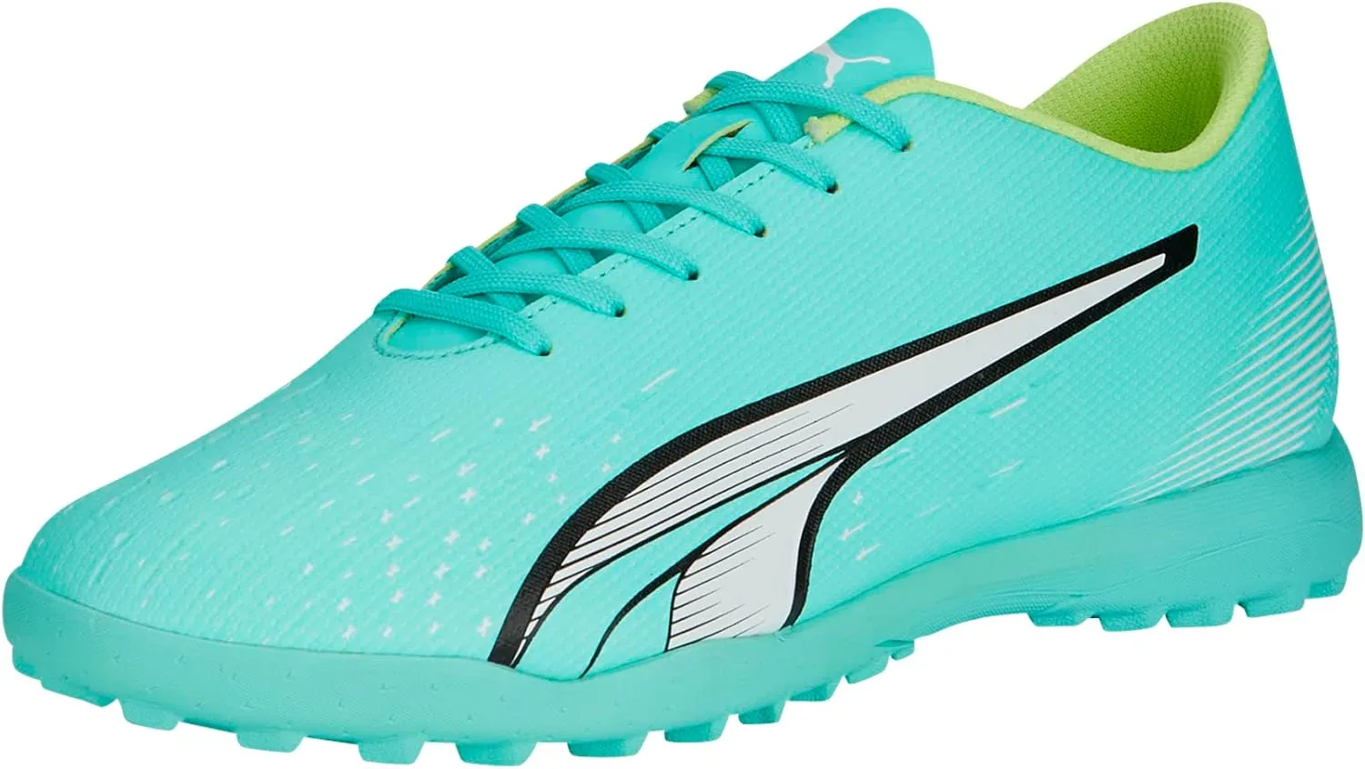 PUMA Mens Ultra Play Turf Trainer Soccer Cleats, Electric Peppermint-PUMA Mens White-Fast Yellow, 11
