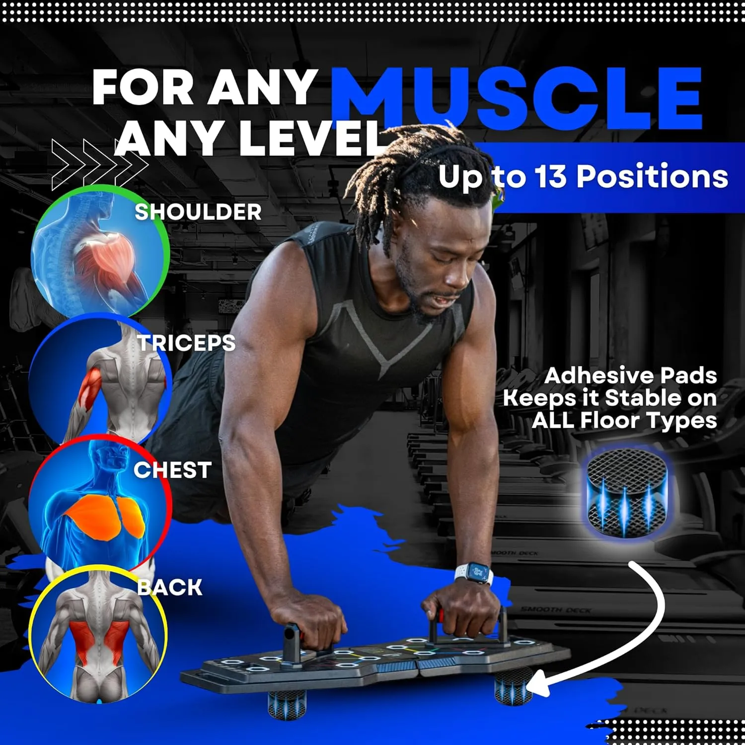 Push Up Board for Full Body Workout at Home - Portable, Joint Friendly, Fun & Motivating Home Workout Equipment with QR Code Guided Workouts - Ideal for Men, Women, Teens - L&C Exercise Essentials