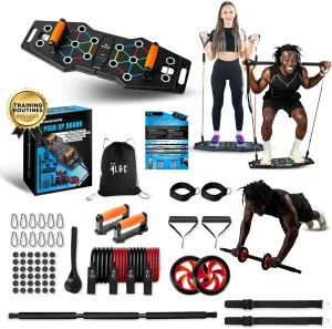 Push Up Board for Full Body Workout at Home - Portable, Joint Friendly, Fun & Motivating Home Workout Equipment with QR Code Guided Workouts - Ideal for Men, Women, Teens - L&C Exercise Essentials