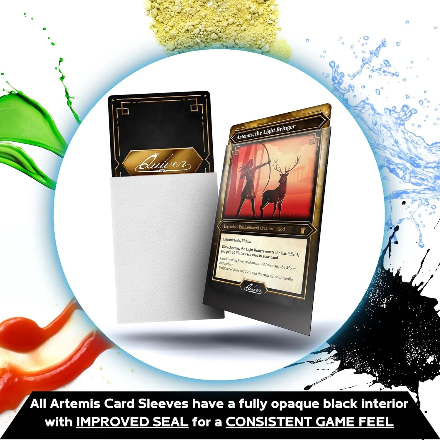 Quiver Time 200 Artemis Standard Size White Card Sleeves fits Magic: The Gathering Cards - Single Matte TCG Card Protectors Deck Sleeves for Cards for Double Sleeving (66x93mm)