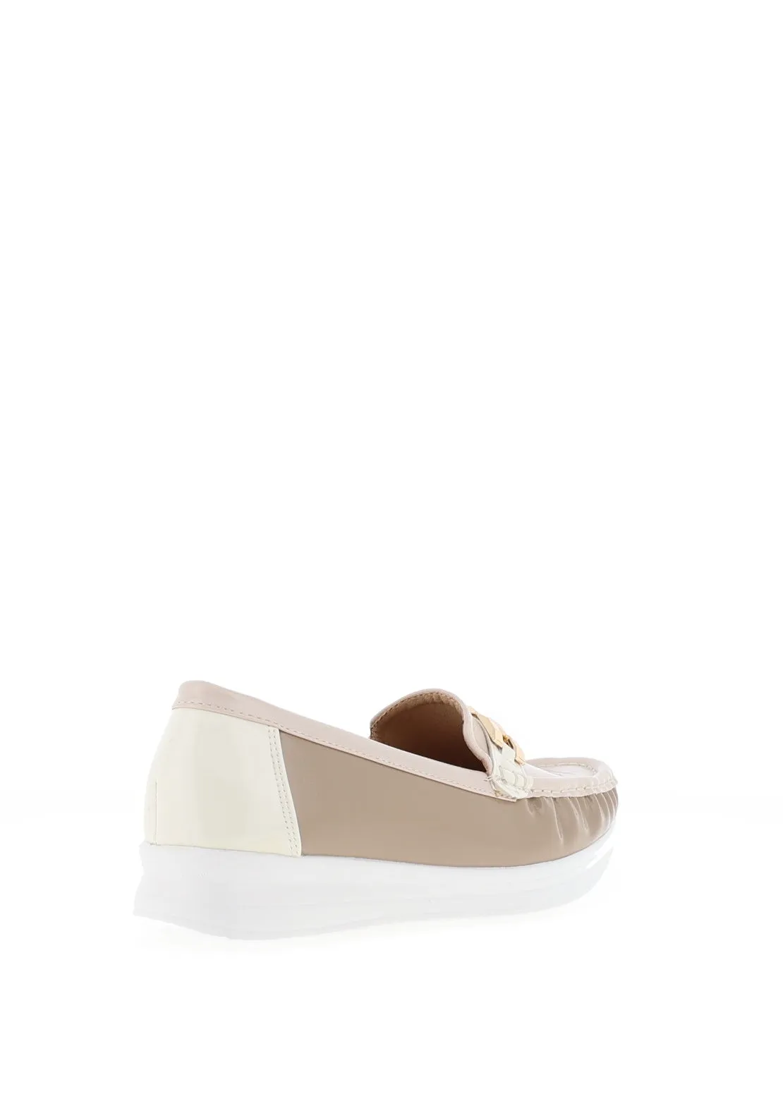 REDZ Patent Desk Inspired Loafer, Beige & Taupe